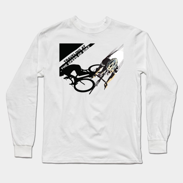 Traveling at the speed of bike retro illustration Long Sleeve T-Shirt by SFDesignstudio